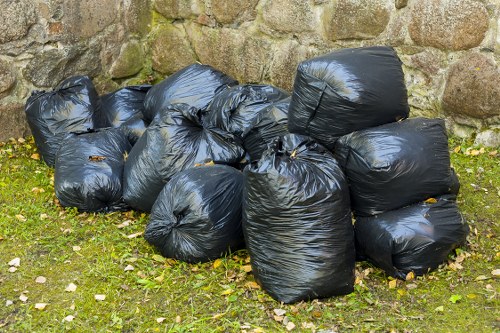 Various types of waste being sorted for recycling
