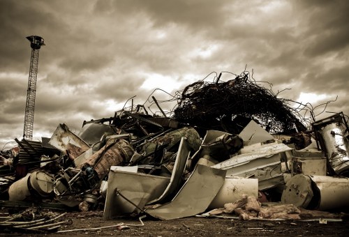 Waste clearance process in action at a construction site